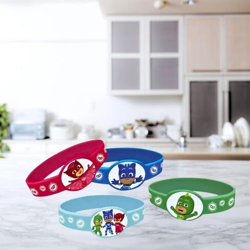 Unique Assorted Colors PJ Masks Stretchy Bracelets (4 Count) - Fun & Durable, Perfect Party Favors for Superhero Fans in Kuwait