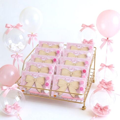 12 Pack Pink Bow Party Favors for Girls, Individually Wrapped Paint Your Own Wooden Magnet Craft Kits with Paints, Brush & Thank You Card in Saudi Arabia