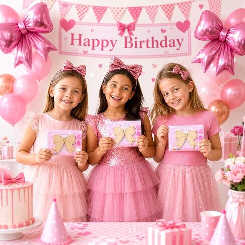 12 Pack Pink Bow Party Favors for Girls, Individually Wrapped Paint Your Own Wooden Magnet Craft Kits with Paints, Brush & Thank You Card in Saudi Arabia