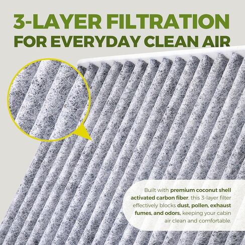 SHOWLAI Activated Carbon Cabin Air Filter, Standard 3-Layer, for Toyota Camry RAV4 Prius, Lexus RX NX, Subaru Outback, Mazda CX-9, CF12157 / CF12436 in Kuwait