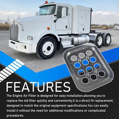 CF19501C Chrome Exterior Cab Air Filter 2 Filter Layer Compatible With 1986-2015-Up Kenworth T450 T600 T600B T800 W800 W900 W900L Fresh Filter Silver Replaces 19501C in Kuwait