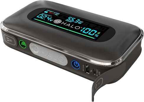 Halo Bolt 1500A Car Battery Jump Starter with Large Digital Screen, Portable 12V Lithium Battery Jump Starter, Portable Power Bank, 3-Mode LED Flashlight, Safe & Simple Design, TSA Approved - Silver in Kuwait