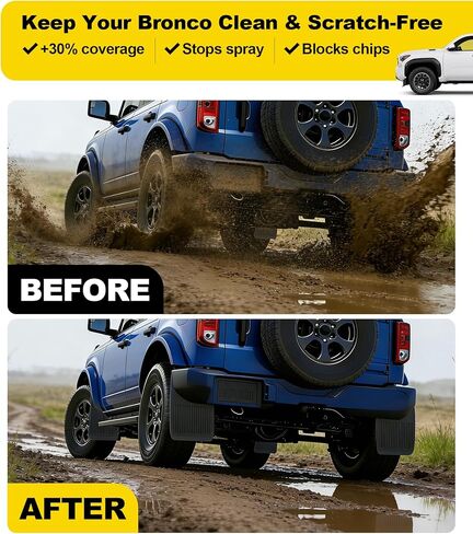 No Drill Mud Flaps for Ford Bronco 2021-2025 2026 Mudflaps Splash Guard Front Rear Mudguard Off-Road Accessories (Not for Raptor/Sasquatch) in Saudi Arabia
