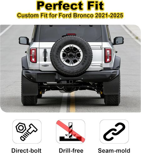 No Drill Mud Flaps for Ford Bronco 2021-2025 2026 Mudflaps Splash Guard Front Rear Mudguard Off-Road Accessories (Not for Raptor/Sasquatch) in Saudi Arabia