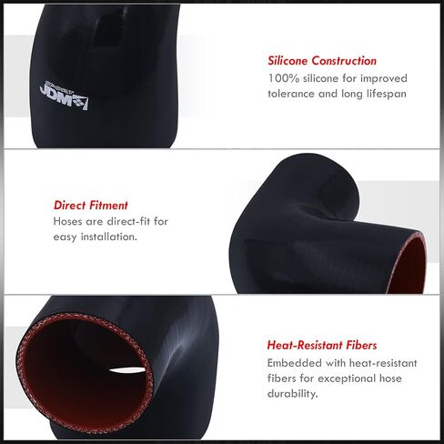 AJP Distributors 3.25" to 2.25" / 82.55" to 57.15mm - 90 Degree Elbow Angle Reducer 3-PLY Silicone Coupler Hose, High Temperature Universal Pipe Piping Tube Connector Black in Kuwait