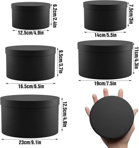 Leooomap 5-Piece Set of Black Square Flower Boxes with Clear Lids - Nesting Gift Packaging for Arrangements, Valentines, Mothers Day, Weddings, Birthdays (XS, S, M, L, XL Sizes) in Saudi Arabia