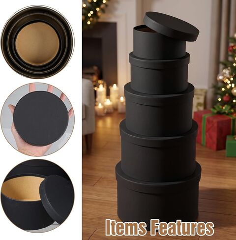 Leooomap 5-Piece Set of Black Square Flower Boxes with Clear Lids - Nesting Gift Packaging for Arrangements, Valentines, Mothers Day, Weddings, Birthdays (XS, S, M, L, XL Sizes) in Saudi Arabia