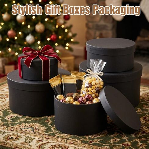 Leooomap 5-Piece Set of Black Square Flower Boxes with Clear Lids - Nesting Gift Packaging for Arrangements, Valentines, Mothers Day, Weddings, Birthdays (XS, S, M, L, XL Sizes) in Saudi Arabia