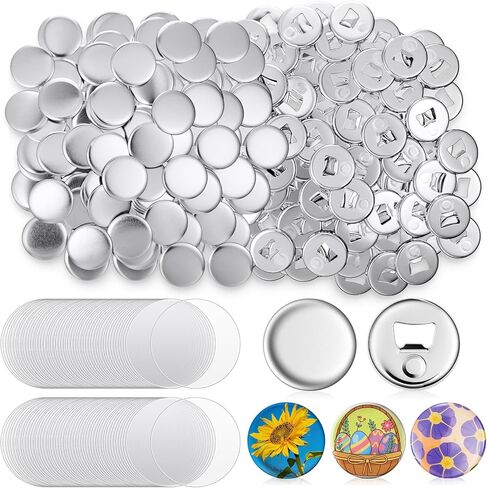 Suncalla 100 Sets 58mm / 2.28 in Button Maker Supplies, Fridge Magnet Bottle Opener Button Parts Supplies, Includes Tinplate Cover, Mirror Bottom with Magnet, Plastic Film in Kuwait