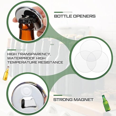 Suncalla 100 Sets 58mm / 2.28 in Button Maker Supplies, Fridge Magnet Bottle Opener Button Parts Supplies, Includes Tinplate Cover, Mirror Bottom with Magnet, Plastic Film in Kuwait