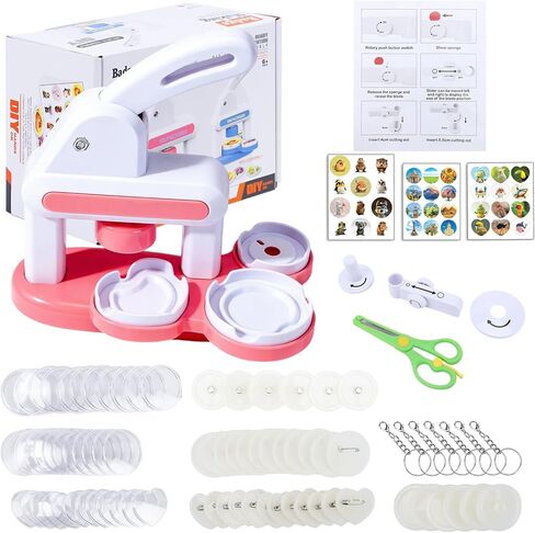 EOJDDPA Button Maker Machine with 2 Sizes, 80Pcs DIY Badge Maker & Pin Maker Machine Kit, Craft Supplies for Making 55mm & 35mm Buttons, Arts and Crafts Gift (Pink) in Saudi Arabia