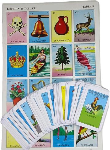 3 Diamonds Traditional Mexican Jumbo Loteria Card Game Set, 10 Tablas, 40 Cards, Classic Bingo Style Family Board Game, Colorful Illustrated Cards Jumbo Size L 10 x H 15 in Kuwait