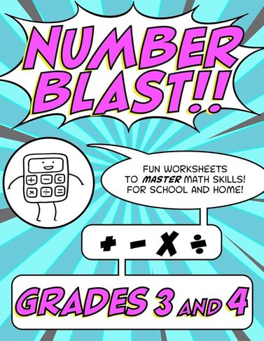 Number Blast!! Grades 3 and 4: A workbook of fun worksheets for building math skills for classroom and home, grade three and grade four, addition ... times tables division (Open Mind Math Books) in Kuwait