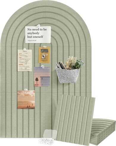 6 Pack Arched Felt Bulletin Board Tiles 35"x24", Cork Board Alternative with Felt Storage Bag, Vision Board, Adhesive Felt Wall Tiles with 50PCS Pushpins for Office, Home Wall Decor & Photo Display in Saudi Arabia