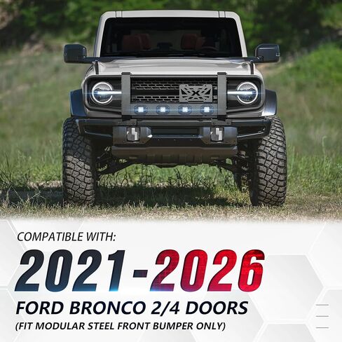 YZONA for Bronco Full-Width Front Brush Grille Guard Push Bull Bar for 2021 2022 2023 2024 2025 2026 Ford Bronco 2 or 4 Doors (ONLY for Models with Factory Modular Steel Front Bumper) in Kuwait