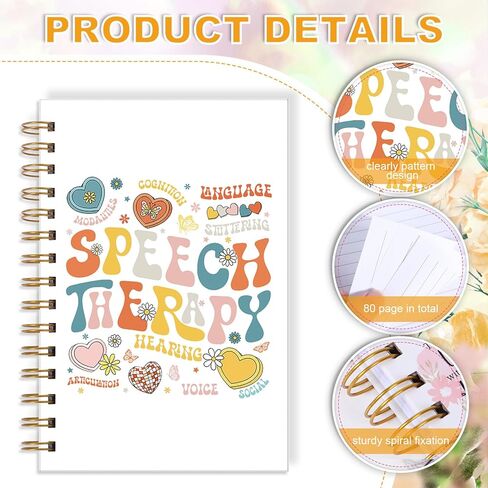 Speech Language Pathologist Therapy Gifts, Speech Therapy Spiral Notebook 5.5 x 8.3 Inch, Colorful SLP Month Notebook for Women Man Coworkers Gift in Kuwait