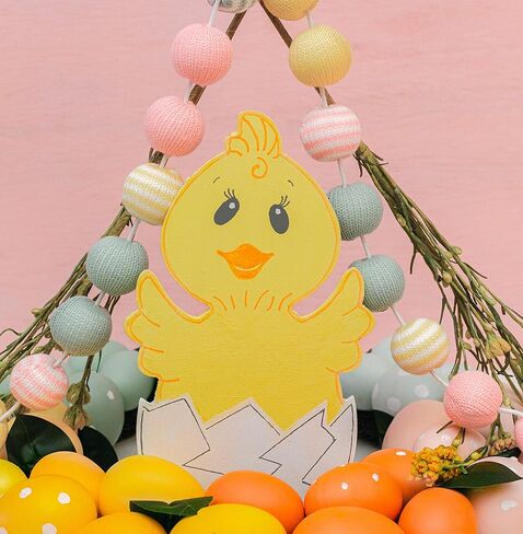 Sturdy Easter Décor, Easy to Paint, Pre-Sanded Easter Chick in Egg Wood Cutout, Fun Wood Craft, 8 Inch, Pack of 6, by Woodpeckers in Kuwait