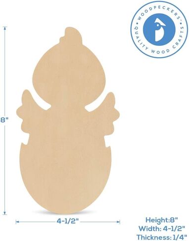 Sturdy Easter Décor, Easy to Paint, Pre-Sanded Easter Chick in Egg Wood Cutout, Fun Wood Craft, 8 Inch, Pack of 6, by Woodpeckers in Kuwait