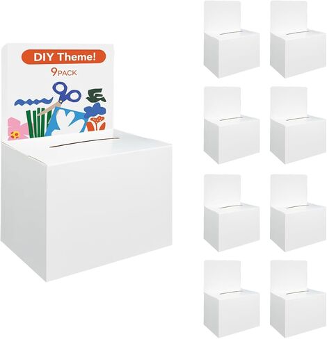 9 Pack White Cardboard Suggestion Box with Removable Header Board, 6.5x4.5x4.5 Inch Small Raffle Ticket Box for Charity, Fundraising, Voting, Events and Lead Generation in Kuwait