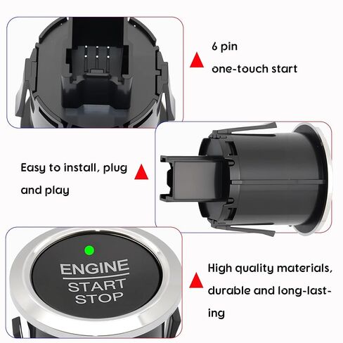 مفتاح زر إيقاف تشغيل الإشعال متوافق مع F-ord Edge/ F150 / F250 / F350 / Expedition/Fusion، استبدال مفتاح التشغيل التلقائي #DG9T-14C376-ADW،DG9T14C376ADW in Kuwait