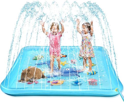 Growsland Non Slip Splash Pad for Kids and Dogs, 87'' Extra Large Splash Pad Outdoor Sprinkler for Kids, Dog Water Summer Toys Outdoor Toys for Toddlers 3-5 Kids Ages 4-8 in Saudi Arabia