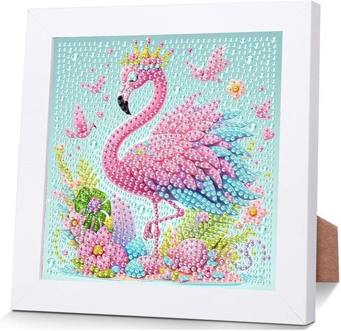 cviokrdu Flamingo Diamond Art Kits for Kids with Frame - Animal Diamond Art for Kids Ages 4 8 12, Animals Gem Painting Kit for Gift Home Wall Decoration (7x7inch) in Saudi Arabia