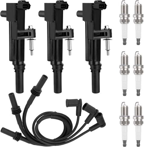 UF640 3PCS Ignition Coils & 6PCS Iridium Spark Plugs & 3PCS Spark Plug Wires Set Compatible with Dodge Ram 1500 Dakota Durango Nitro, Jeep Commander Grand Cherokee Liberty 3.7L, Replaces # 5149199AA in Saudi Arabia