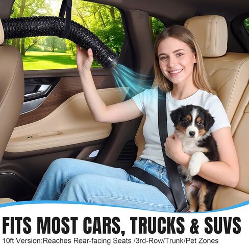Mifoci 10 ft Car AC Vent Extender with USB Airflow Fan, Vent Hose for Backseat, AC Tube Back Seat Air Conditioning, Rear Seat Cooling Solution for Pets in Kuwait