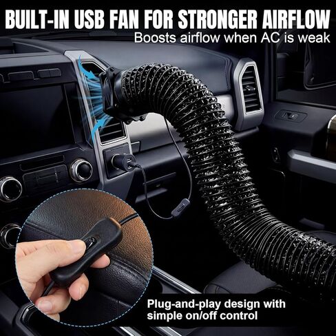 Mifoci 10 ft Car AC Vent Extender with USB Airflow Fan, Vent Hose for Backseat, AC Tube Back Seat Air Conditioning, Rear Seat Cooling Solution for Pets in Kuwait