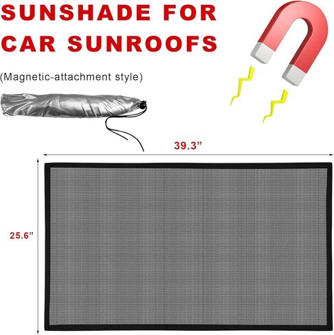 Magnetic Car Sunroof Sun Shade, Breathable Mesh Auto Moonroof Sunshade Cover with Storage Bag, Quick Install Car Roof Screen Shade UV Protection Cover for Overnight Camping in Saudi Arabia