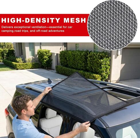 Magnetic Car Sunroof Sun Shade, Breathable Mesh Auto Moonroof Sunshade Cover with Storage Bag, Quick Install Car Roof Screen Shade UV Protection Cover for Overnight Camping in Saudi Arabia