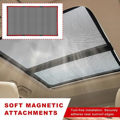 Magnetic Car Sunroof Sun Shade, Breathable Mesh Auto Moonroof Sunshade Cover with Storage Bag, Quick Install Car Roof Screen Shade UV Protection Cover for Overnight Camping in Saudi Arabia