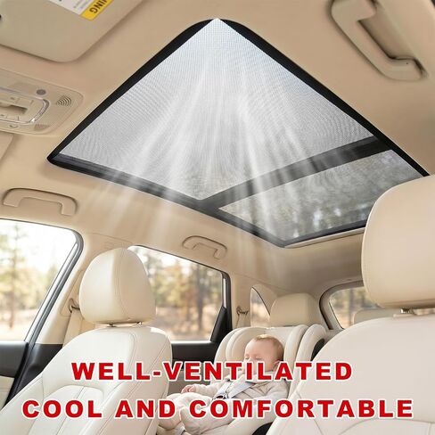 Magnetic Car Sunroof Sun Shade, Breathable Mesh Auto Moonroof Sunshade Cover with Storage Bag, Quick Install Car Roof Screen Shade UV Protection Cover for Overnight Camping in Saudi Arabia