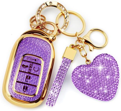 Key Fob Cover with Diamond Bling Keychain for Women, Car Key Holder Compatible with Honda 2022 2023 2024 2025, TPU Key Case and Elegant Heart Key Chain (Silver, 1PCS) in Saudi Arabia