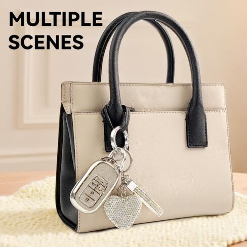 Key Fob Cover with Diamond Bling Keychain for Women, Car Key Holder Compatible with Honda 2022 2023 2024 2025, TPU Key Case and Elegant Heart Key Chain (Silver, 1PCS) in Kuwait