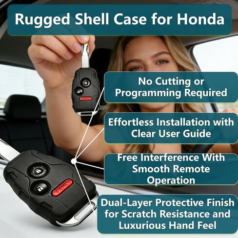 Key Fob Shell Replacement for Honda Accord Crosstour 2010-2012, Civic LX 2010-2012, CRV 2010-2012, Fit 2007-2013 | No Blade Cutting Required, Heavy Duty Crack-Resistant, Easy Assembly,(A, 3-Btn) in Saudi Arabia