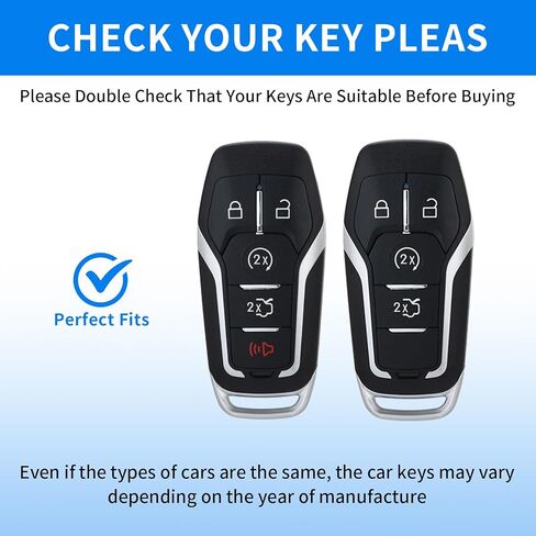 مناسبة لغطاء Ford Key Fob مع سلسلة مفاتيح، حافظة مفاتيح ناعمة من مادة TPU للحماية الكاملة لسيارة Ford Fusion Mustang F150 Edge Explorer Lincoln MKZ MKC MKX مفتاح بعيد (اكتب حافظة مفاتيح فضية + سلسلة مفاتيح) in Kuwait