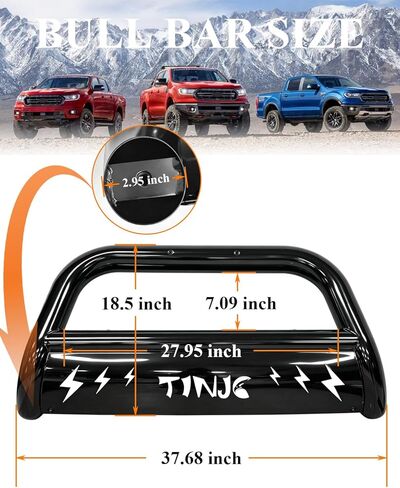 واقي شبكة المصد الأمامي من Bull Bar يناسب 2019 2020 2021 2022 2023 Ford Ranger، 3 بوصات Bull Bar Grille من الفولاذ الكربوني مع لوح انزلاقي، أسود in Kuwait