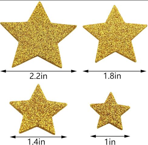 200PCS Gold and Silver Two Tone Glitter Foam Star Stickers Self Adhesive Glitter EVA Material for Scrapbooks Bulletin Boards Card Decoration Embellishments Party Decorative Stickers 4 Sizes in Kuwait