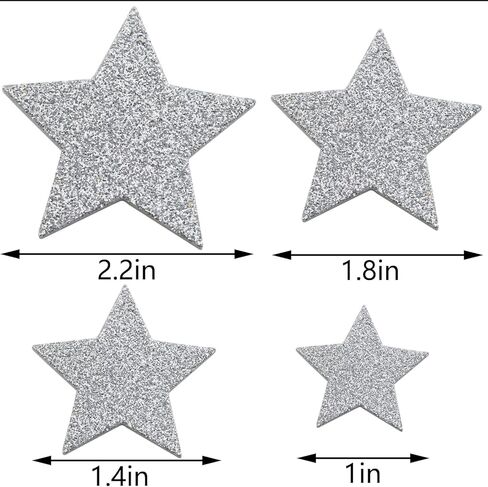 200PCS Gold and Silver Two Tone Glitter Foam Star Stickers Self Adhesive Glitter EVA Material for Scrapbooks Bulletin Boards Card Decoration Embellishments Party Decorative Stickers 4 Sizes in Kuwait