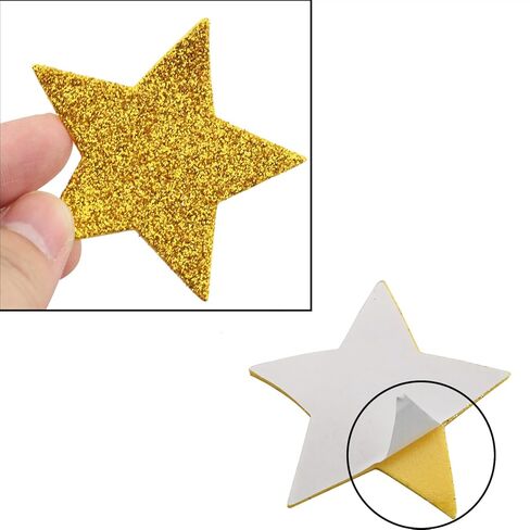 200PCS Gold and Silver Two Tone Glitter Foam Star Stickers Self Adhesive Glitter EVA Material for Scrapbooks Bulletin Boards Card Decoration Embellishments Party Decorative Stickers 4 Sizes in Kuwait