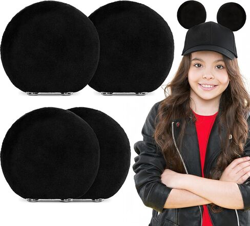 Granatan Upgraded Thick Plush Magnetic Mouse Ears for Hats, 4 Pack Detachable Magnetic Cap Ears, Soft Polyester Accessories for Summer Caps, Adults and Kids, Themed Party Wear in Saudi Arabia