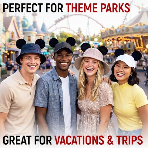 Granatan Upgraded Thick Plush Magnetic Mouse Ears for Hats, 4 Pack Detachable Magnetic Cap Ears, Soft Polyester Accessories for Summer Caps, Adults and Kids, Themed Party Wear in Saudi Arabia