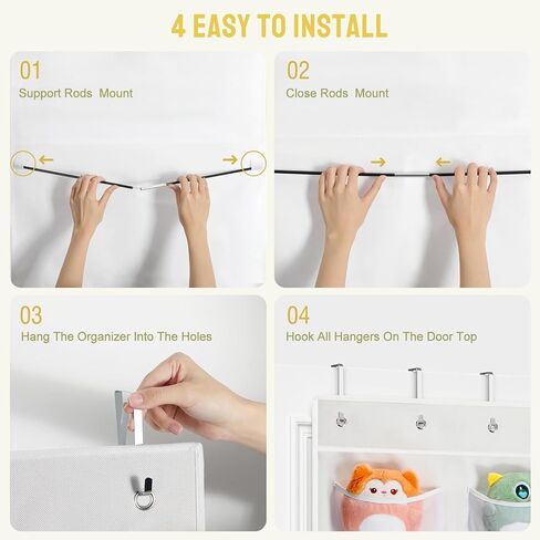 Yecaye Stuffed Animal Storage, 1 Pack Over Door Organizer for Stuffies with 6 Expandable Mesh Net Pockets, Baby Ideas Holder for Kids Room, Hanging Plushy Organizers for Bedroom, White in Saudi Arabia
