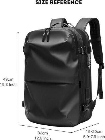 60L Vacuum Seal Travel Backpack Expandable Air Compression System, Water Resistant Airline Approved Carry-On Suitcase Luggage, Black - Vacuum Pump Included in Saudi Arabia