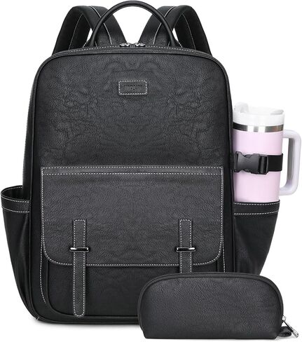 Vegan Leather Laptop Backpack for Women Designer 15.6 Inch PU Laptop Bag, Ladies Travel Computer Work Backpack in Saudi Arabia