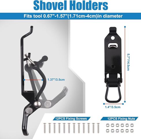 6-Pack Shovel Mount for Roof Rack - Heavy-Duty Black Shovel Holder for Truck, Universal Roof Rack Shovel Mount for Shovels, Axes, Tools in Saudi Arabia