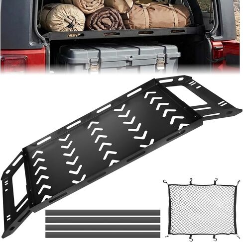 W&JWN Rear Trunk Cargo Rack Basket Tray Compatible with Jeep Wrangler JK JKU JL JLU 4-Door Hardtops 2007-2026 Sturdy Steel Interior Luggage Rack Shelf for Camping Trip Gear（400LBS） in Saudi Arabia