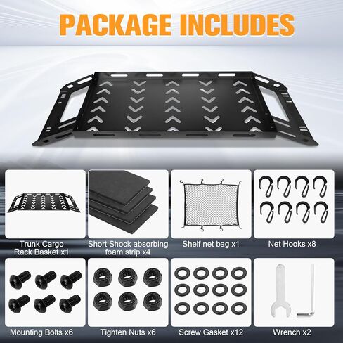 W&JWN Rear Trunk Cargo Rack Basket Tray Compatible with Jeep Wrangler JK JKU JL JLU 4-Door Hardtops 2007-2026 Sturdy Steel Interior Luggage Rack Shelf for Camping Trip Gear（400LBS） in Saudi Arabia