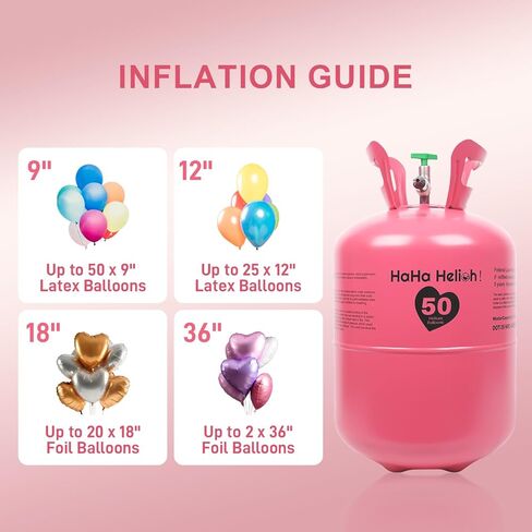 Helium Tank For Balloons At Home,13L Helium Tank Up To 50 Latex Balloons, Includes Filling Nozzle, Ideal for Birthday, Wedding & Party Decoration in Saudi Arabia